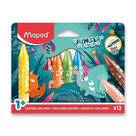 Trojhranné voskovky Maped Jungle Fever Jumbo - 12 farieb