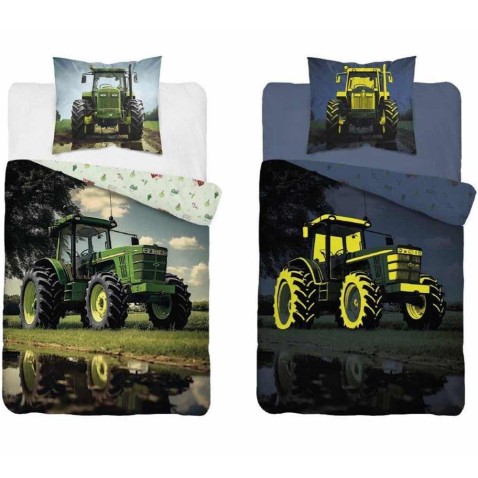 Svietiace obliečky zelený traktor