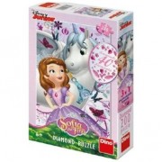 Puzzle diamond Sofie a jednorožec kôň + lepidlo + kamienky 200 dielikov