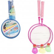 Badminton sada detská kov / plast 2 rakety + 3 košíčky 2 farby
