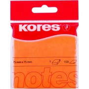Samolepiaci bloček Kores 75x75mm, 100 listov neon oranžový