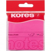 Samolepiaci bloček Kores 75x75mm, 100 listov neon ružový