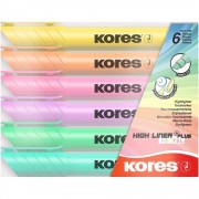 Zvýrazňovač Kores High Liner Plus pastel sada 6 farieb