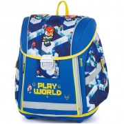 Školská taška Oxybag PREMIUM LIGHT Playworld 21 a box A4 číry zdarma