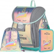 Školská taška Oxybag PREMIUM Light Unicorn iconic 3dielny set a box A4 zdarma