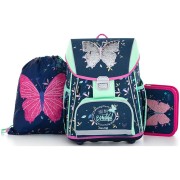 Školská taška Oxybag PREMIUM Motýľ 22 3dielny set a box A4 číry zdarma