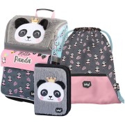 Školský set BAAGL Zippy Panda taška + peračník + vrecko a box na desiatu zdarma