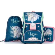 Školská taška Oxybag PREMIUM Unicorn I 3dielny set, dosky na zošity zdarma