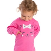 Detské tričko Bettymode MAČKA S MAŠĽOU dlhý rukáv ružové