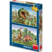 Puzzle 2v1 Súboj dinosaurov 2x48 dielikov