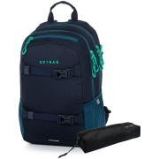 Školská taška pre stredoškoláka OXY Sport Blue + etue