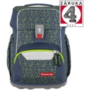 Aktovka Step by Step BASIS Green Geometric, 4dielny set, doprava zadarmo