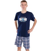 Chlapčenské pyžamo Bettymode SKATE STREET BLUE krátky rukáv