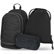 Čierny školský batoh Baagl Core Uni, set: batoh, peračník, sáčok