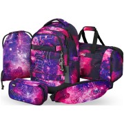 Školský batoh pre dievčatá Baagl Skate max Galaxy 5dielny set