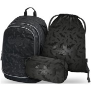 Školský set Baagl Core Batman čierný: ruksak, peračník, vak