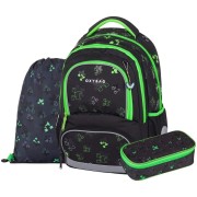Školská taška OXY NEXT Green cubes, 3dielny set