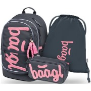 Školský batoh pre 2. stupeň BAAGL Core Logo ružový set
