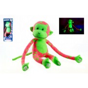 Opica svietiaca v tme plyš 45x14cm ružová/zelená