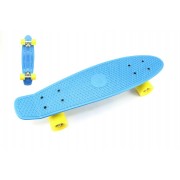 Skateboard - pennyboard 60cm nosnosť 90kg, kovové osi, modrá farba, žlté kolesá