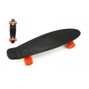 Skateboard - pennyboard 60cm nosnosť 90kg, kovové osi, čierne, oranžové kolesá