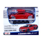 Maisto - Audi R8 V10 Plus, metalická červená, assembly line, 1:24
