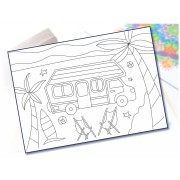 Maľovanie pieskom šablóna A4 obytniak na pláži