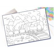 Maľovanie pieskom šablóna A4 vláčik v lese