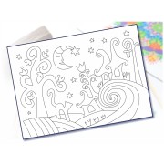 Maľovanie pieskom šablóna A4 rozprávková krajina