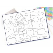 Maľovanie pieskom šablóna A4 kozmonaut na mesiaci
