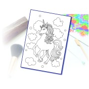 Maľovanie pieskom šablóna A4 jednorožec v oblakoch