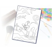 Maľovanie pieskom šablóna A4 halloween mačka