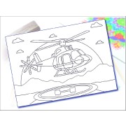 Maľovanie pieskom šablóna A4 vrtuľník pristáva