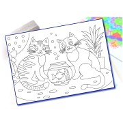 Maľovanie pieskom šablóna A4 mačky s rybkou