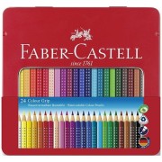 Pastelky Faber-Castell Grip 2001 plechová krabička 24 farieb