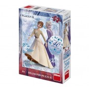 Puzzle 3v1 Ľadové kráľovstvo II/Frozen II 200 dielikov s diamantmi s lepidlom