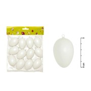 Veľkonočné plastové vajíčka 12ks 6cm biele