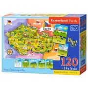 Puzzle Mapa Českej republiky 120 dielikov + 14 kvízov 40x28cm