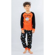 Detské pyžamo dlhé Vesmír oranžové