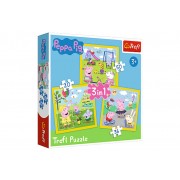 Puzzle 3v1 Prasiatko Peppa Pig Šťastný deň prasiatka