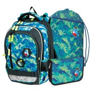 Školská taška pre prvákov Stil Junior Pixel Quest set, doprava a obálka s cvokom zadarmo