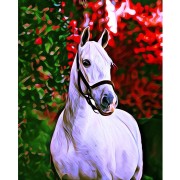 Diamantové maľovanie - Biely kôň so stromom na ráme 40x50 cm