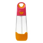 Fľaša na pitie so slamkou 600 ml - ružová/oranžová