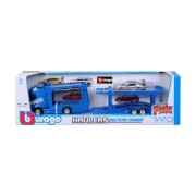 Bburago - STREET FIRE, Kamión s návesom Multicar Carrier Volvo FH16 + Porsche 911 GT2 RS,