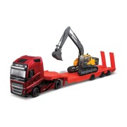 Bburago - Haulers construction, Kamión Volvo FH16 Globetrotter 750 XXL s bagrom Volvo EC22