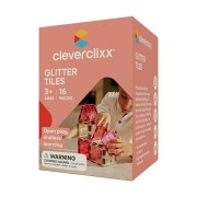 Cleverclixx – Magnetická stavebnica Glitter Tiles Pack Transparent – ružové – 16 ks
