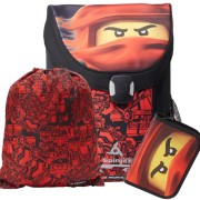Školská taška LEGO Ninjago Red Easy 3dielny set, desiatový box a doprava zdarma