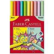 Detské fixy Faber-Castell Grip Neon a Pastel 10 farieb