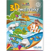 Maľovanky 3D - Chameleón a ryba A5