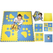 Penový BABY koberec s okrajmi - modrá/žltá